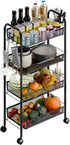 Snack Cart with Wheels Fruit Vegetable Basket Storage Cart 4 Tier Stackable