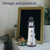 Ciieeo Lighthouse Candle Lantern, Iron Tealight Candle Holder Nautical Lighthouse Figurine for Coastal Table Decor