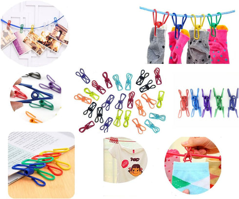 30 Pcs Chip Clips, 2 Inch, 10 Different Random Colors, PVC Coating High Elasticity Strength