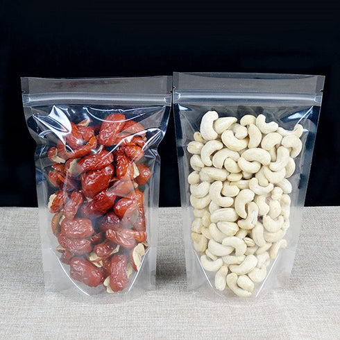PABCK 100 Pack Clear Resealable Stand Up Bags, Heat Seal Zipper Lock Reusable Storage Pouches for Food Storage