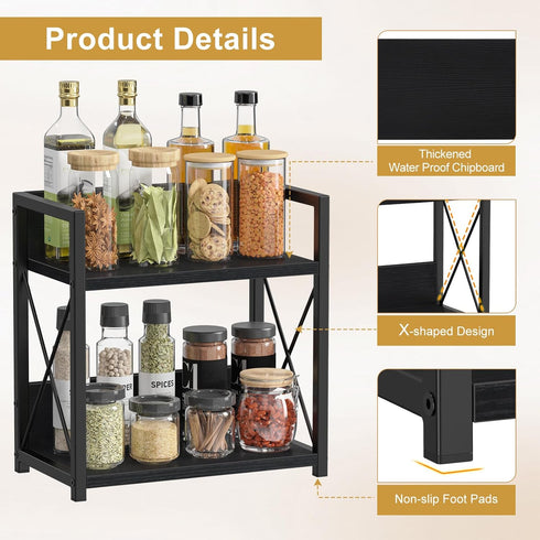Countertop 2 Counter Giikin Organizer, Tier Coffee Station Organizer for Desktop, Wood Shelf Spice Rack for Kitchen