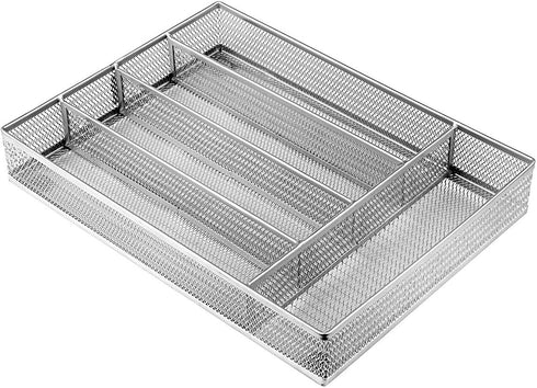 JANE EYRE Drawer Organizer, Silverware Flatware Storage Divider, 5 Component Mesh Wire with Non-slip Feet
