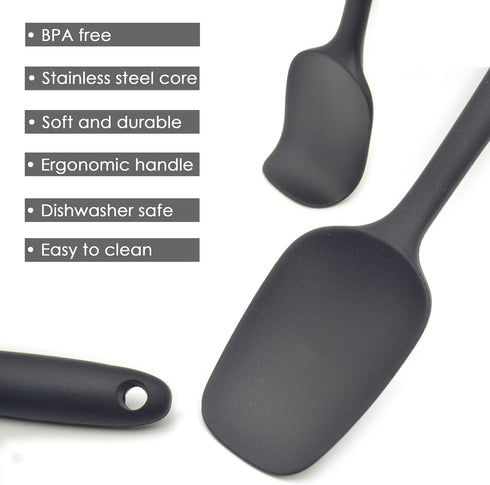 MaxDare Silicone Spatulas and Spoon Set, One-Piece Design, Heat Resistant, Non Stick, Set of 6, Red