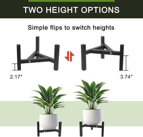2 8-10inch Vigordream Metal Plant Stand, Adjustable Heavy Duty Sturdy Plant Holder for Indoor Outdoor Use, Height