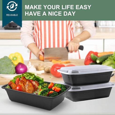 50 Pack 38 oz, vivigu Meal Prep Containers Leakproof To Go Food Containers, Disposable & Reusable Food Prep Containers