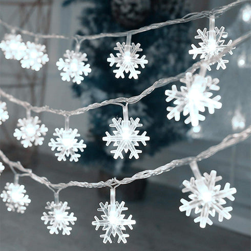Christmas Lights, 20 Ft 40 LED Snowflake String Lights Battery Operated Waterproof