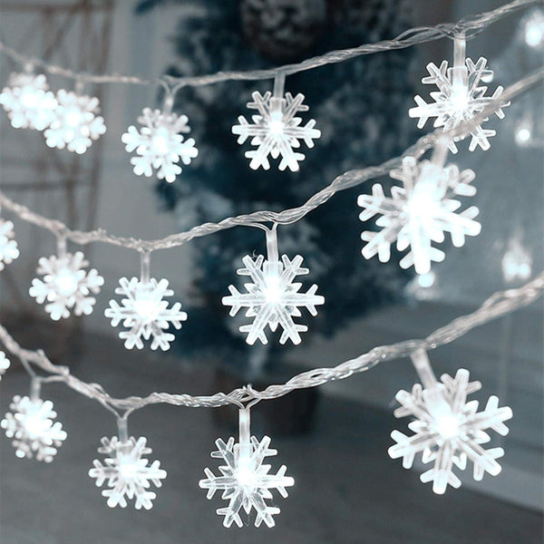 Christmas Lights, 20 Ft 40 LED Snowflake String Lights Battery Operated Waterproof