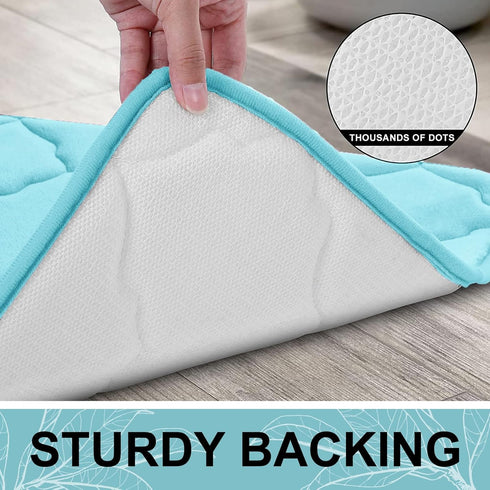 OLANLY Memory Foam Bath Mat Rug 30x20, Ultra Soft Non-Slip Absorbent Bathroom Rug for Shower, Sky Blue