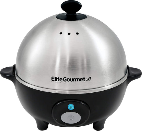 Elite Gourmet EGC-508 Rapid Egg Cooker - 7 Easy-To-Peel Hard, Medium, Soft Boiled Eggs, Poacher, Omelet Maker, Auto