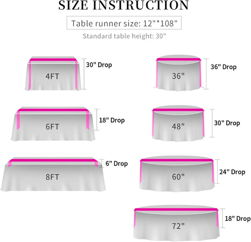 5-Pack Satin Table Runner Black, 12 x 108 inches Long, Table Runners for Wedding, Birthday Parties, Banquets
