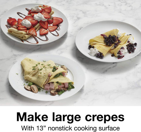 Proctor Silex Electric Crepe Maker with 13” Nonstick Griddle, Stainless Steel