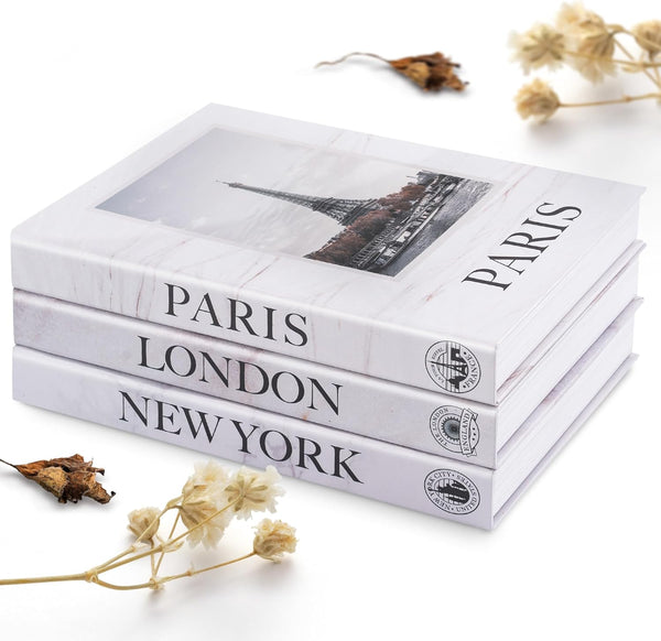 ULIFEECO Fake Books for Decoration - Set of 3 Decorative Books for Home