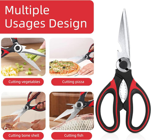 Heavy Duty Kitchen Scissors 2-Pack - Raptor Meat Shears, Dishwasher Safe, Stainless Steel Multi-Function Cooking