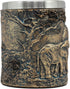 Ebros 12oz Animal Totem Spirit Safari Elephant And Calf Family Mug - Rustic Textured Tree Bark Design