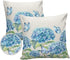 Farm Outdoor Pillow Covers Set of 2, Blue Hydrangea Flower Butterfly Decorative Waterproof Throw Pillow Case,