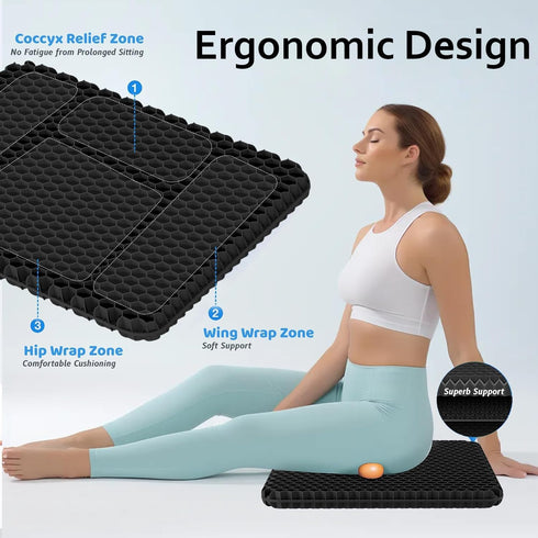 Helishy Egg Gel Seat Cushion, Breathable Gel Cushion Chair Pads with Non-Slip Cover for Home Office Car Wheelchair