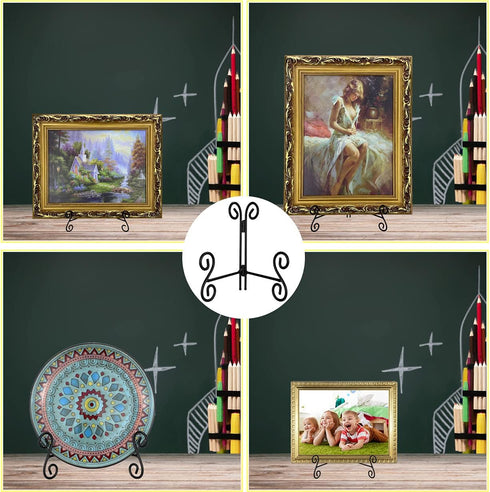 12 Inch Plate Stands for Display, 2 Pack Black Iron Adjustable Easel Stand for Photo Frame, Plate, Home Decoration