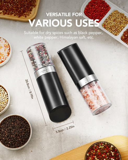 Set Operated(4 Set Sangcon Gravity Electric Salt and Pepper Grinder with Dust Cover, Battery AAA), Large Capacity