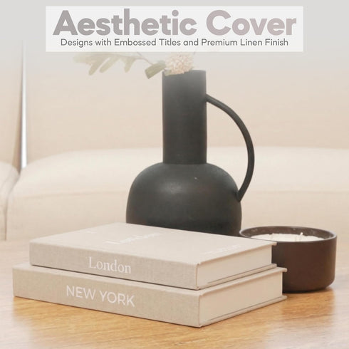 Set 2Beige/BeigeDecorative Faux Book Storage Box of Faux Books with Hidden Storage for Coffee Table Decor, Bookshelf