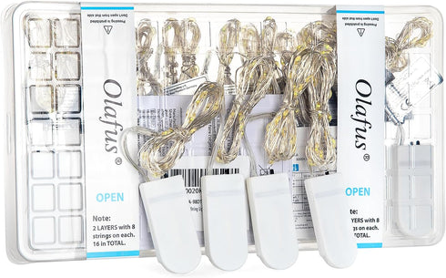 16 Pack IP68 7ft Olafus Fairy Lights Battery Operated, Waterproof Mini String Light, Small LED Bottle Light for Wedding