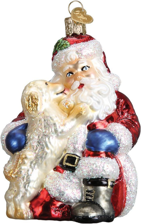 Old World Christmas Ornaments Santa Puppy Love Glass Blown Ornaments for Christmas Tree