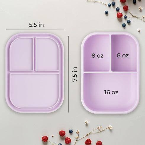 3 ASOMIC Silicone Bento Lunch Box for Toddlers & Kids, Leakproof & BPA-Free, Compartments, Microwave & Dishwasher Safe