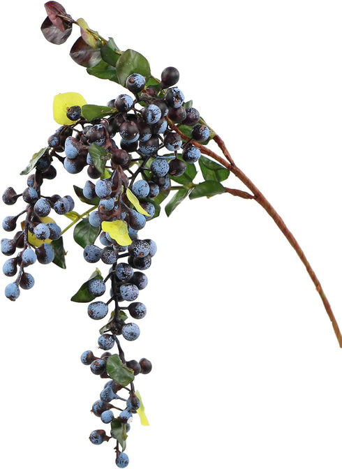2Pcs Rinlong Artificial Blueberries Fake Berries Stems Hanging Spray Frosted Blueberry Fall Floral Picks for Wreath