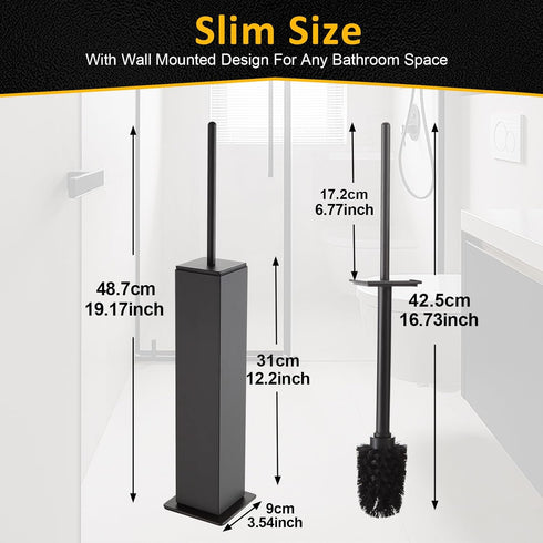 2 Toilet Brush and Holder Floor Standing, Gun Gray with Replaceable Heads, Bathroom Toilet Brush, Freestanding Toilet