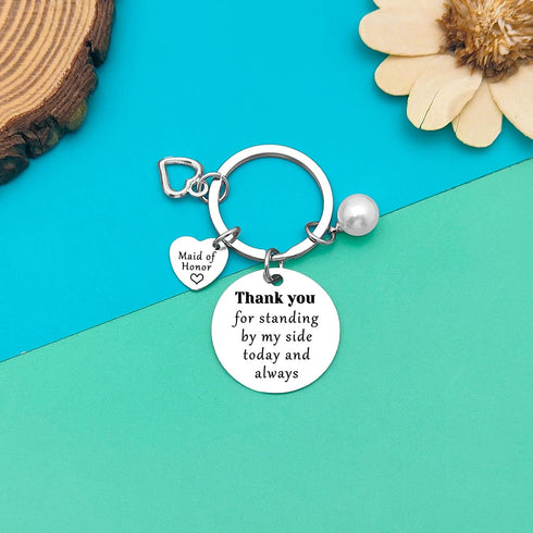 Dabihu Maid of Honor Keychain, Bridesmaid Gift, Matron of Honor Wedding Gift, Bride Tribe Favor
