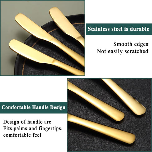 6 5.6", Berglander Butter Knife Spreader Pieces Stainless Steel Gold Butter Knives, Butter Spreader Gold Kitchen