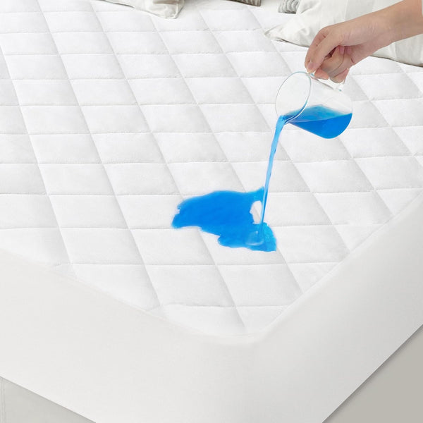 Queen Mattress Pad, Quilted Waterproof Mattress Protector, Fitted Queen Size Cover, Up to 20 Inch, White