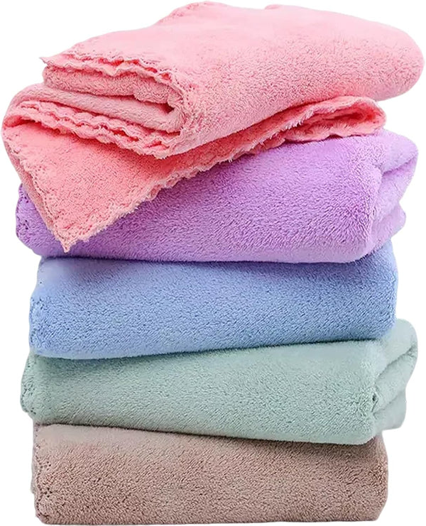 SAOYOAS Premium Coral velvet Washcloths Set-5 Pack, Ultra Soft & Highly Absorbent Face