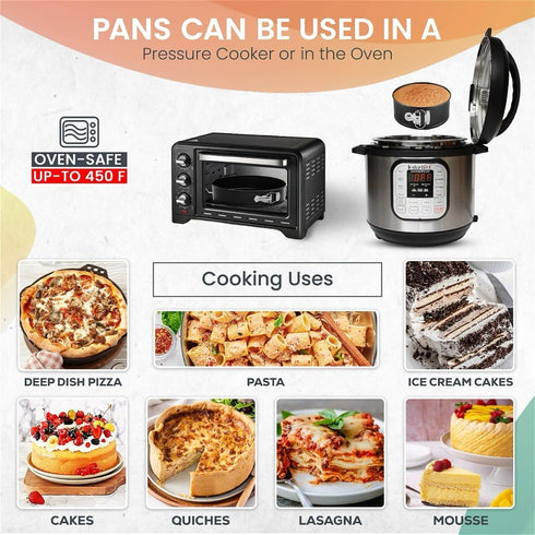 RFAQK 4-Inch Mini Cake Pans Set for Baking - Nonstick 4PCs Small Pans for Cheesecakes, Pizzas, and Smash Cakes