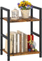 Katrawu Small Bookshelf for Small Space, 2 Tier Industrial Bookcase,Narrow Book Case Storage