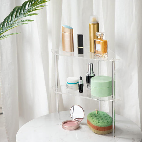 2 Countertop Jetec Tier Corner Bathroom Organizer Shelf Acrylic Bathroom Table Organizer Vanity Tray Sink Stackable