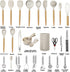 Kitchen Utensils Set, 35 PCs Cooking Utensils with Grater, Tongs, Spoon Spatula & Turner, Silicone & Wooden Handles