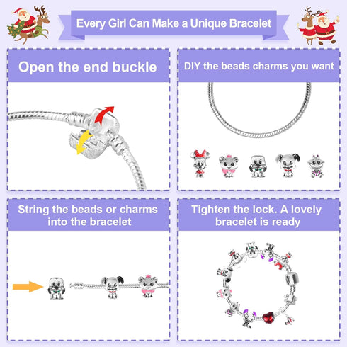Advent Calendar 2024 for Teen Girls, 24 Days of Christmas Countdown with 2 DIY Bracelets, 1 Necklace, and 22 Charms