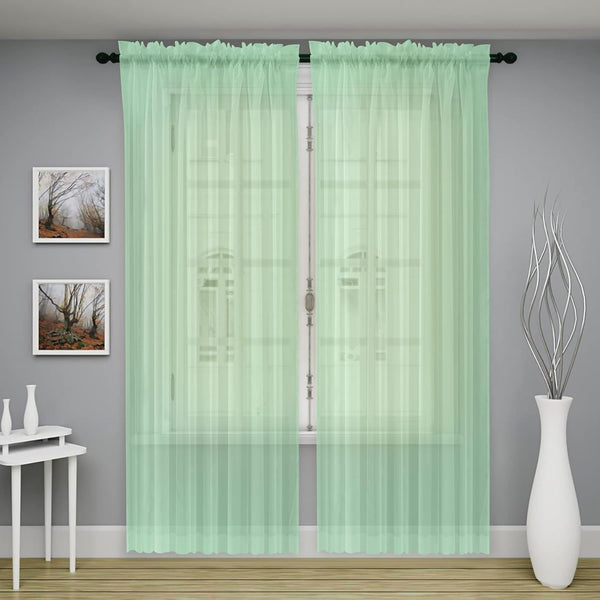 Oakias Green Sheer Curtains, 2 Panels Set 54" W x 84" L, 84 Inches Long Rod Pocket Voile Curtains for Living Room &