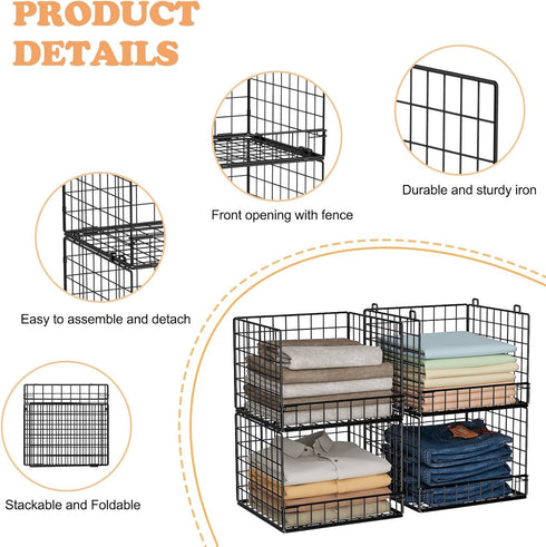 Closet 4-Tier Closet Closet 30022416) Stackable Organizers and Storage Baskets, Shelf Organizer , Space-Saving Clothes