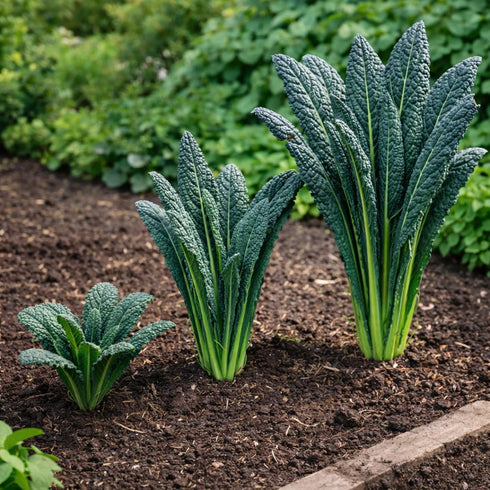 Sunutri Seeds Black Tuscan Lacinato Kale Seeds Dark Blue-Green Leaves with Upright Growth for Home Gardens, Raised Beds