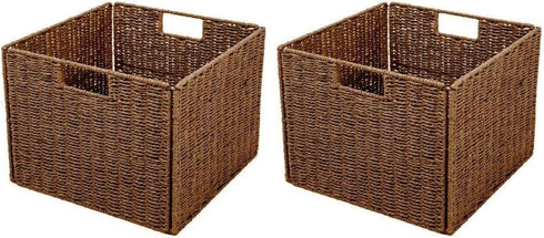 Trademark Innovations Foldable Storage Basket with Iron Wire Frame (Set of 2)