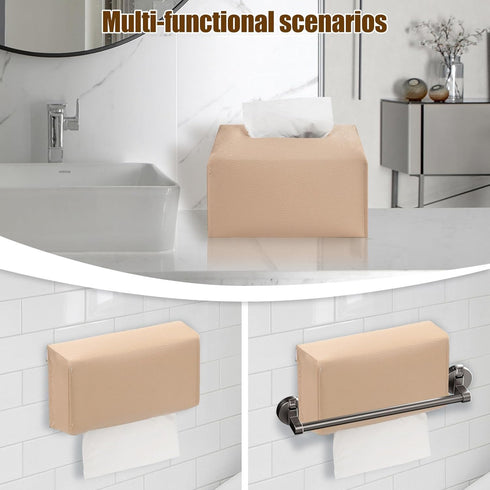 SILFGRLF Stylish Tissue Box Cover Holder Compatible with Kleenex Disposable Paper Hand Towels, Leather Wall-Mounted