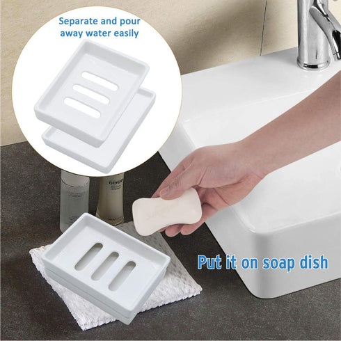 Ceramic Soap Dish Bar Soap Holder - Double Layer Draining Soap Tray by Lofekea