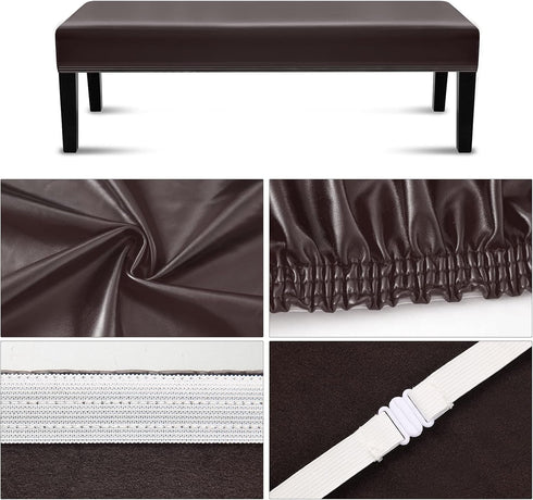 YISUN Dining Room Bench Covers, PU Leather Waterproof Upholstered Bench Slipcover, Removable Washable Bench Seat
