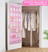 MISSLO Kids Over the Door Shoe Organizer, Pink Hanging Rack with 28 Pockets for Baby Toddler Room Decor