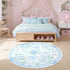 4ft Collive Blue Bow Round Rugs for Girls, Floral Washable Circle Rug for Bedroom, Cute Ultra-Thin Non Slip Indoor