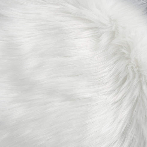 IVON 15.5'' White Round Faux Fur Rug, Fluffy Soft Cushion for Chair, Background for Nail Desk Photos (1pcs White)
