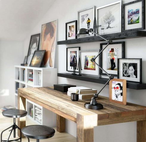 RPJC 8x14 Solid Wood 2 Opening Picture Frames with High Definition Glass, Display 4x6 and 5x7 with Mat or 8x14 Without