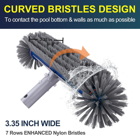 360 17.5" POOLAZA Degree Pool Brush - Heavy Duty Pool Brush Head for inground Pools/Above Ground Pools, Spa, Hot Tub