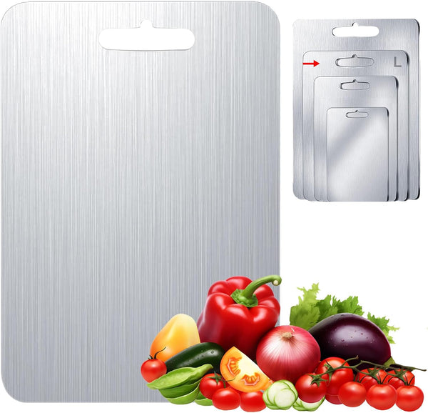 Liodss 304 Stainless Steel Cutting board, Double Sided Metal Cutting Boards for Kitchen